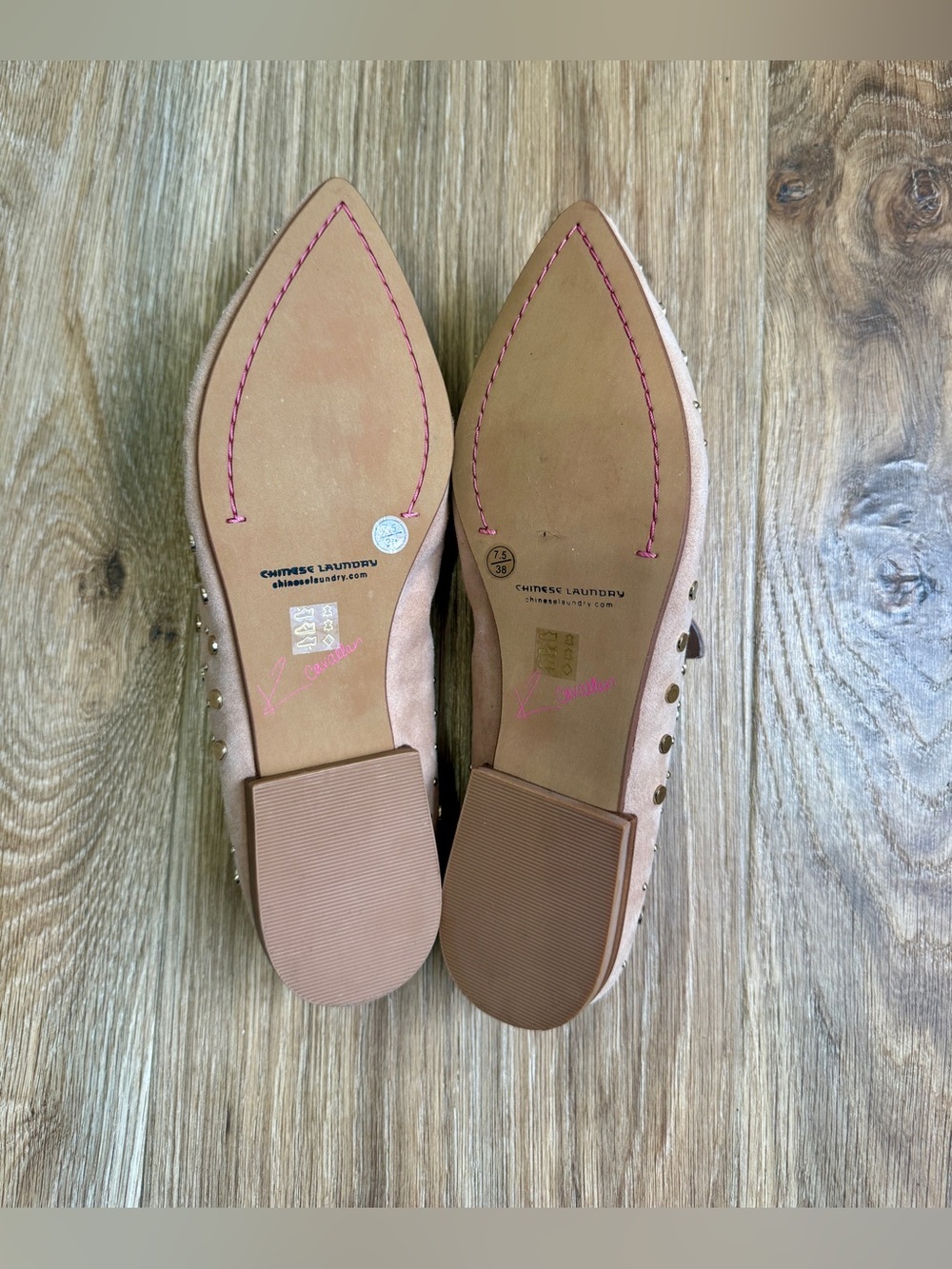 Kristin Cavallari for Chinese Laundry Studded Mule Loafers Nude Suede Size 7.5 - Picture 6 of 8